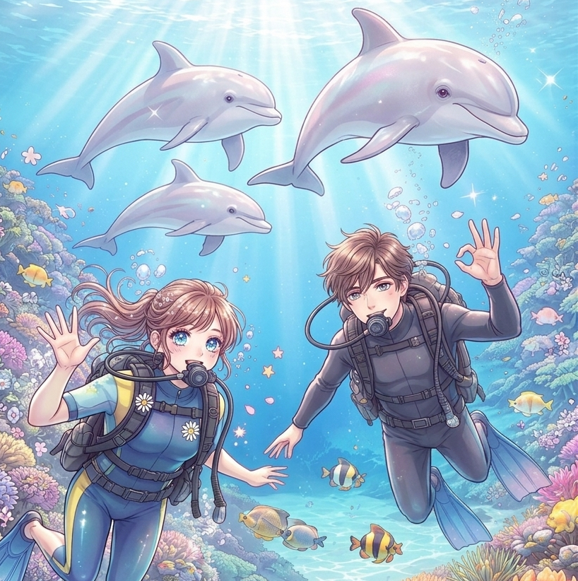 沖縄の海でダイビング