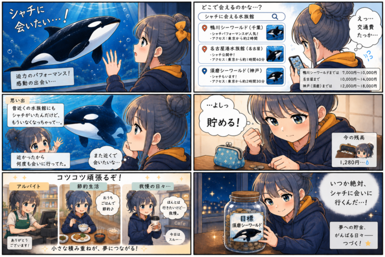 シャチに会うための節約漫画