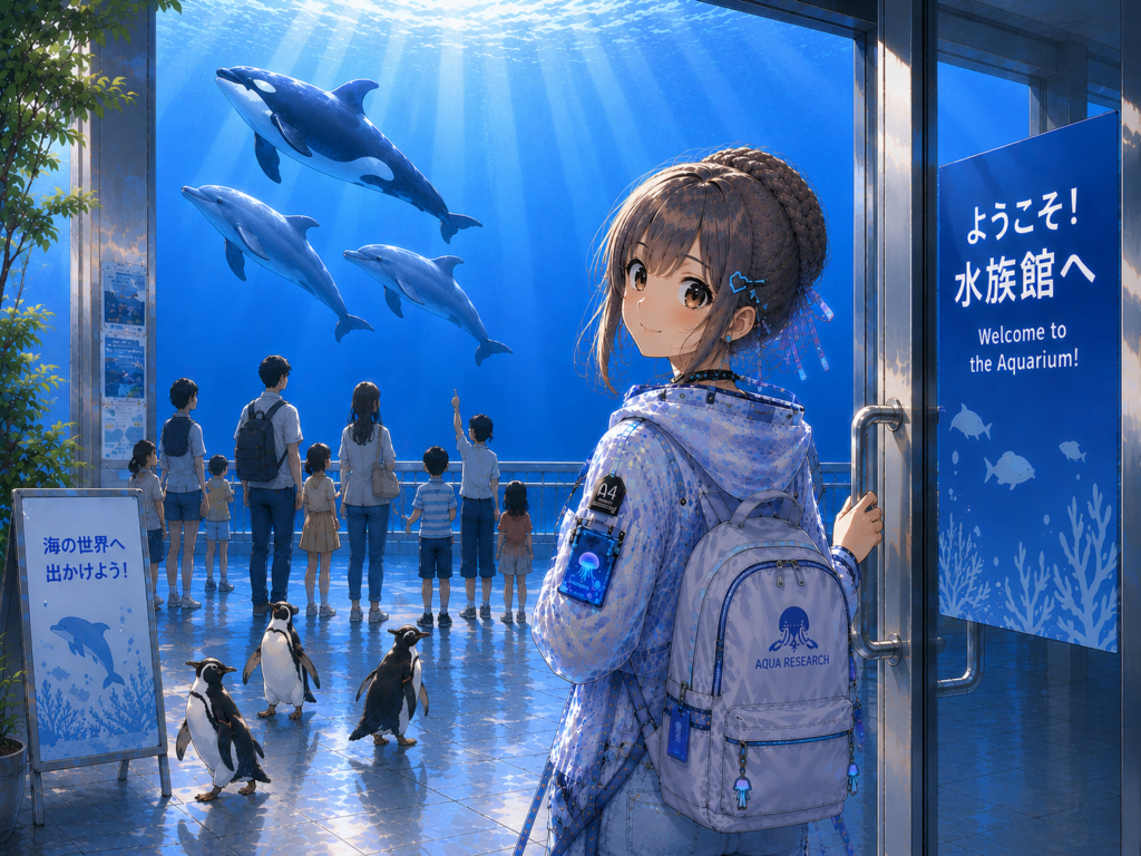 水族館の世界イラスト